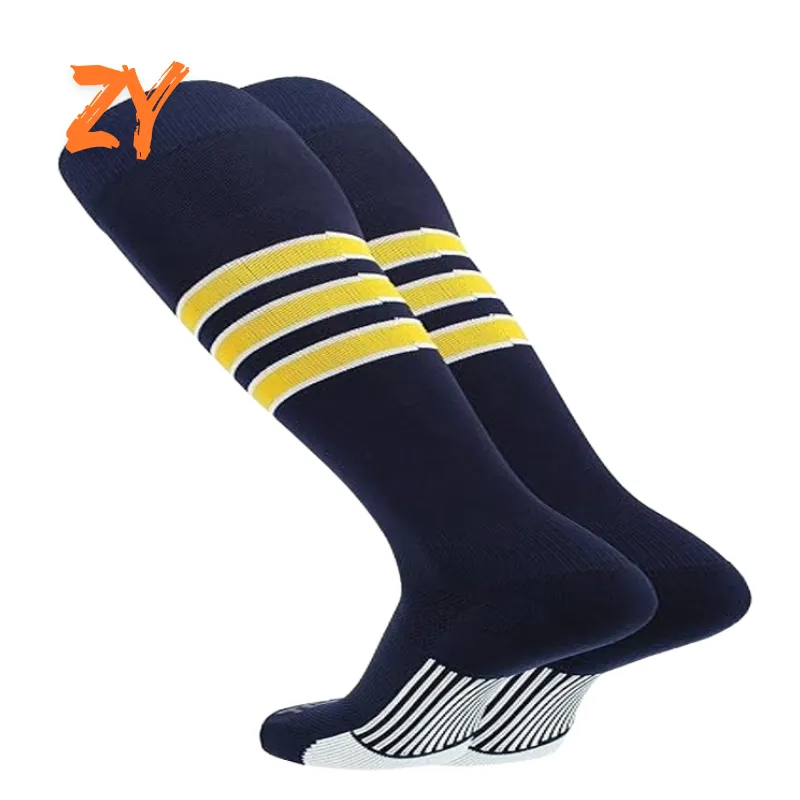 navy yellow striped custom youth baseball socks