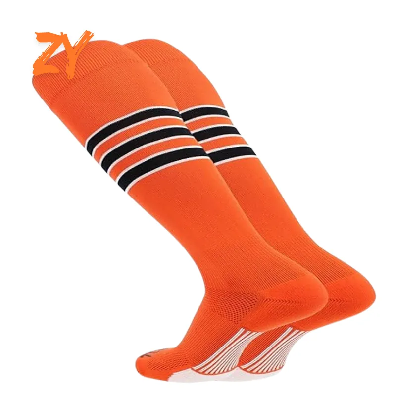 orange striped custom baseball socks bulk OEM