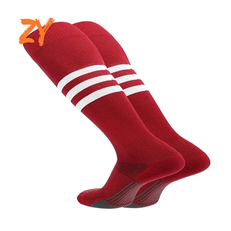 red white striped knee high baseball socks custom